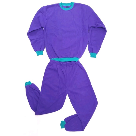 Lands‎ End Pajamas Sweats Women's 2 Piece Set Size XL Purple Teal - Picture 1 of 5
